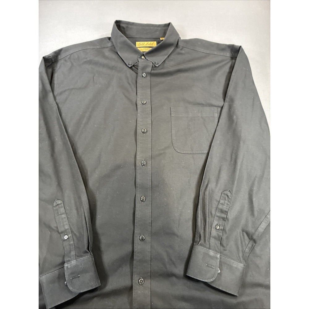 Roundtree & Yorke Gold Label Dress Shirt Mens 2XB Black 100% Cotton Non Iron